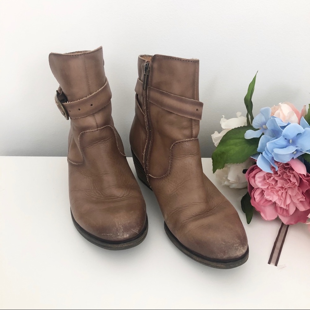 Pikolinos Brown Leather Booties Buckle Size 38